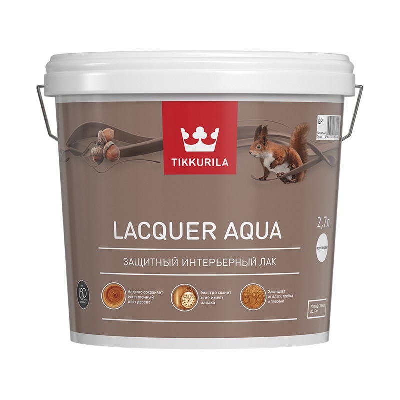 Лак Tikkurila Euro Lacquer Aqua полуглянцевый (2,7 л)