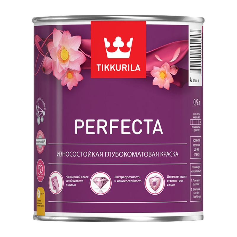 Краска интерьерная Tikkurila Perfecta основа А глубоко матовая (0,9 л)